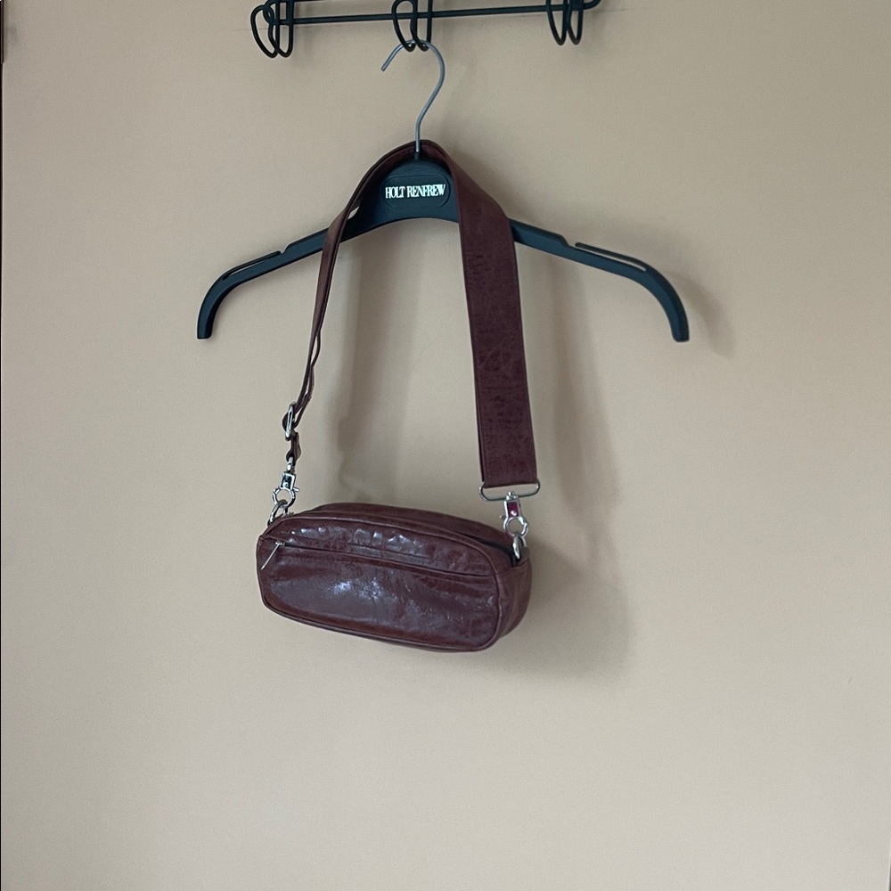 Danier Italian Leather Petite Crossbody Bag in Dark Brown